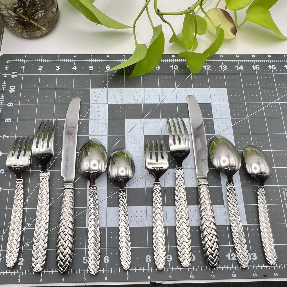 Ralph Lauren Equestrian Braid Flatware 10pc Set 2 Place Settings Vintage 1991 - Picture 5 of 8